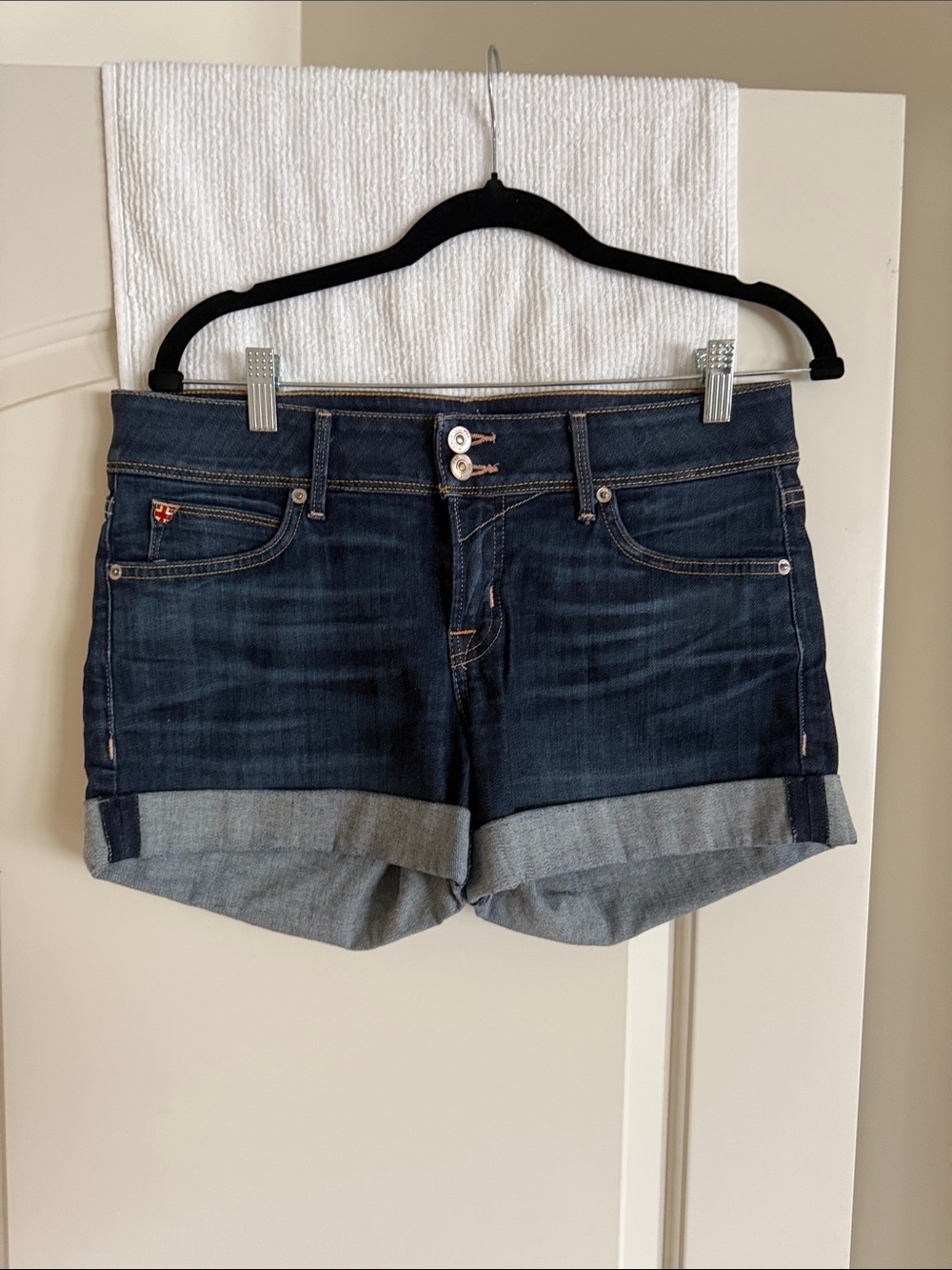 Hudson Jeans Dark Blue Cuffed Denim Shorts